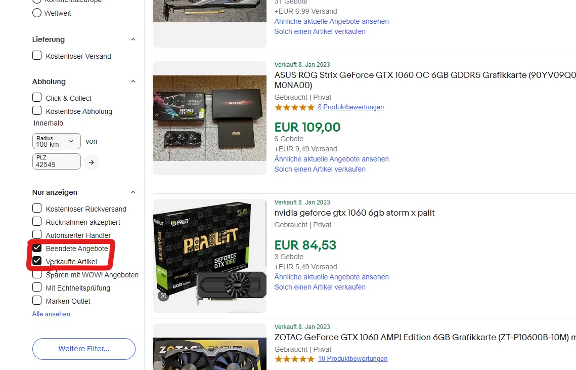 gebrauchte PC Hardware bei Ebay verkaufen
